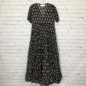Daughters Of India Chaaya Eggplant Maxi Dress Size XS Brown Block Print
